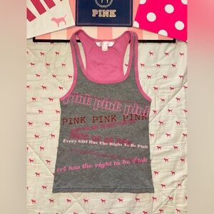 VS PINK VINTAGE Y2K RACERBACK TANK TOP “EVERY GIRL HAS THE RIGHT TO BE PINK” HTF